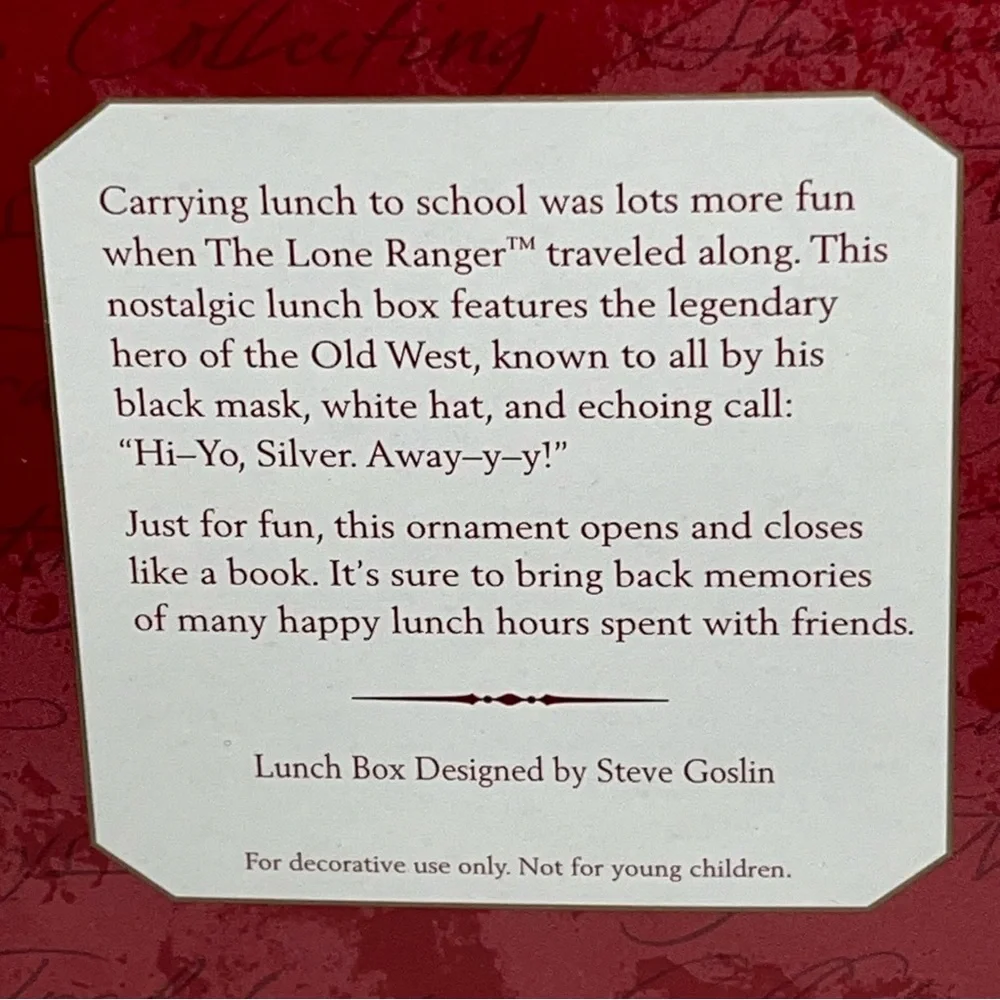 1997 Hallmark Keepsake Ornament The Longer Ranger Pressed Tin Lunch Box Ornament